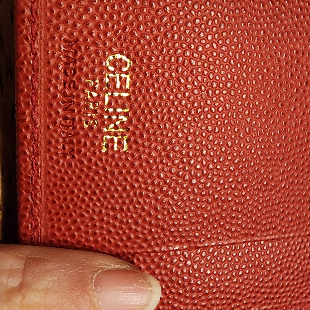 Celine Red Leather Triomphe Compact Wallet with Gold Hardware - Picture 16 of 16